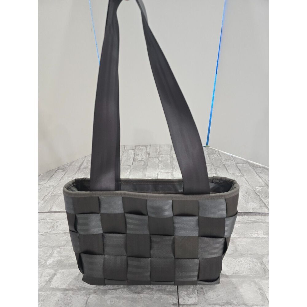 Seatbelt bag Medium Tote Handbag Purse Snap Grey Silver Approx. 10" x 13